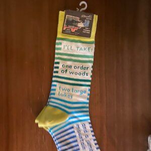 New Blue Q Men's Crew Socks "One order of woods" Cotton Blend Size 7-12